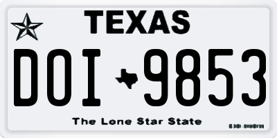 TX license plate DOI9853