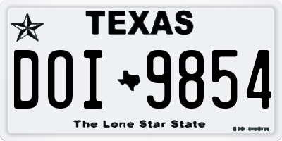 TX license plate DOI9854