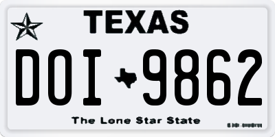 TX license plate DOI9862
