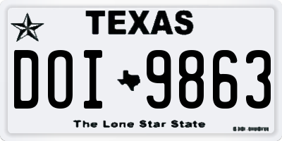 TX license plate DOI9863