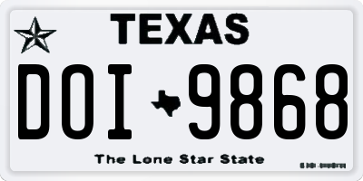 TX license plate DOI9868