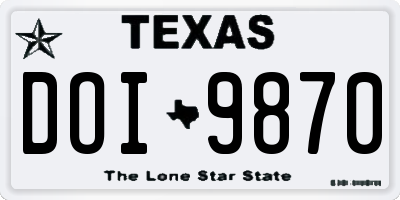 TX license plate DOI9870
