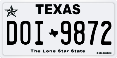 TX license plate DOI9872