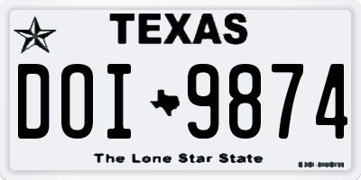 TX license plate DOI9874