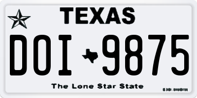 TX license plate DOI9875