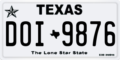 TX license plate DOI9876