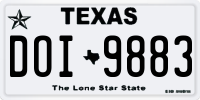 TX license plate DOI9883