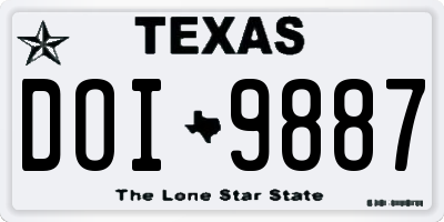 TX license plate DOI9887