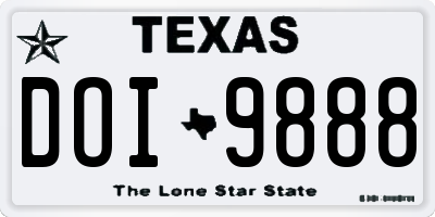 TX license plate DOI9888