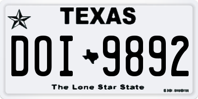TX license plate DOI9892