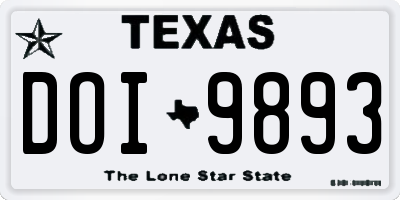 TX license plate DOI9893