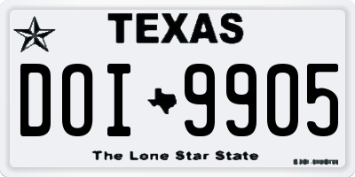 TX license plate DOI9905