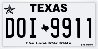 TX license plate DOI9911