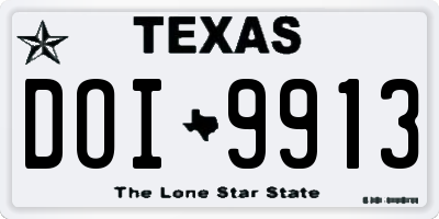 TX license plate DOI9913