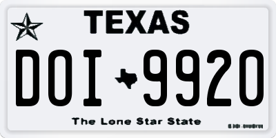 TX license plate DOI9920