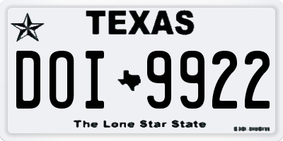 TX license plate DOI9922
