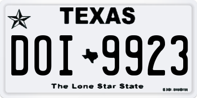 TX license plate DOI9923