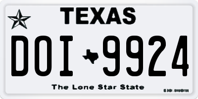 TX license plate DOI9924