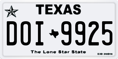 TX license plate DOI9925
