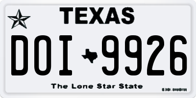 TX license plate DOI9926