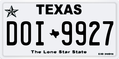 TX license plate DOI9927