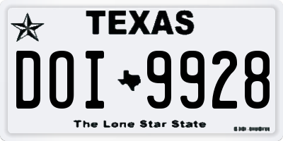 TX license plate DOI9928