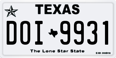 TX license plate DOI9931