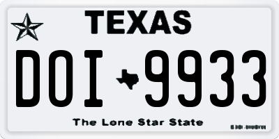 TX license plate DOI9933