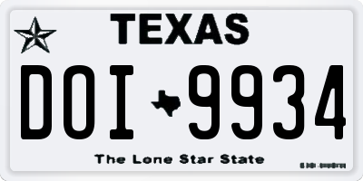 TX license plate DOI9934