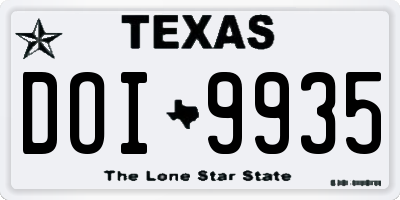 TX license plate DOI9935