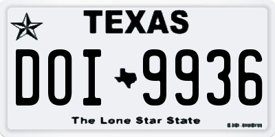 TX license plate DOI9936