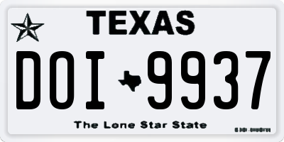 TX license plate DOI9937