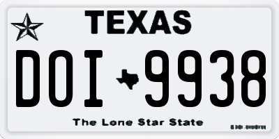 TX license plate DOI9938