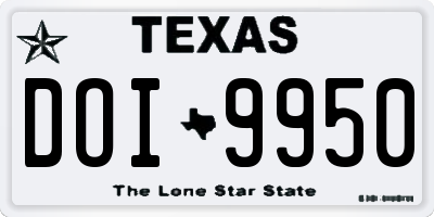 TX license plate DOI9950