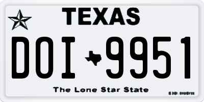TX license plate DOI9951