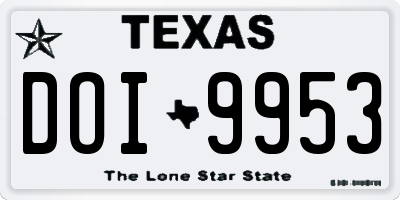 TX license plate DOI9953