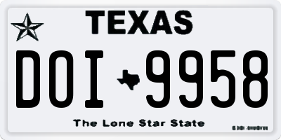 TX license plate DOI9958