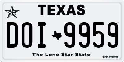 TX license plate DOI9959