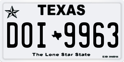 TX license plate DOI9963