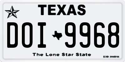 TX license plate DOI9968
