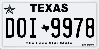 TX license plate DOI9978
