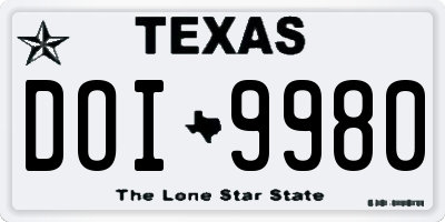 TX license plate DOI9980