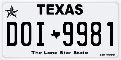 TX license plate DOI9981