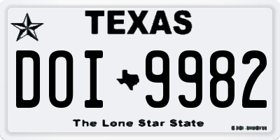 TX license plate DOI9982