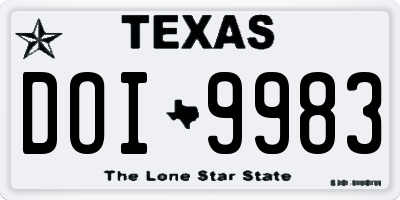 TX license plate DOI9983