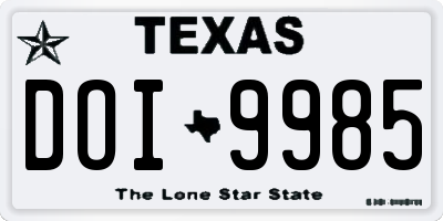 TX license plate DOI9985