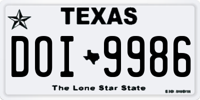 TX license plate DOI9986