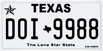TX license plate DOI9988
