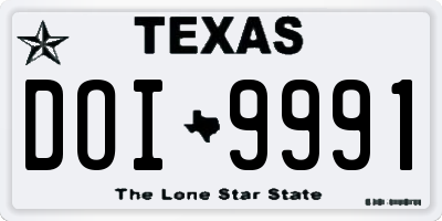 TX license plate DOI9991