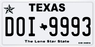 TX license plate DOI9993